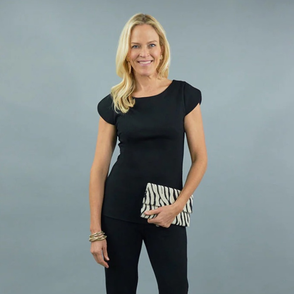 NWT CK Bradley Aurora Top in Black Ponte Size Small